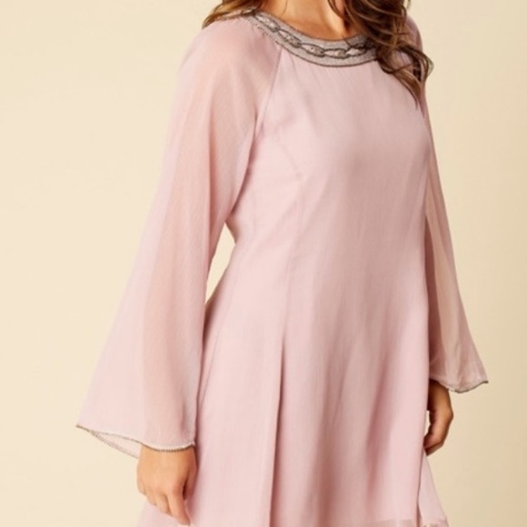 Altar’d State Darra Long Sleeve Open Back Beaded Swing Dress - Picture 4 of 15